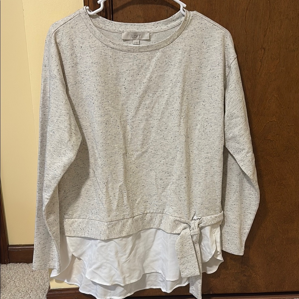 Gray and White Layered Long Sleeve Top